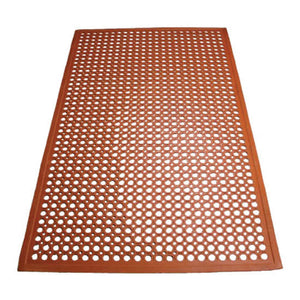 Winco RBM-35R Grease Proof Floor Mat w/ Beveled Edges, Rubber, 3 x 5 x .5", Red - JrcNYC