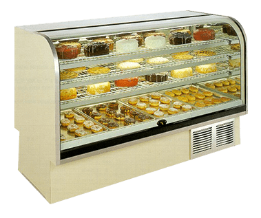 BCR Series, High Volume Curved Glass Refrigerated or Dry Bakery Display Case - JrcNYC