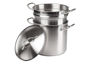 Stainless Steel Double Boiler/Pasta Cooker/Steamer with Cover - JrcNYC