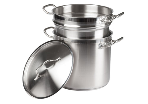 Stainless Steel Double Boiler/Pasta Cooker/Steamer with Cover - JrcNYC