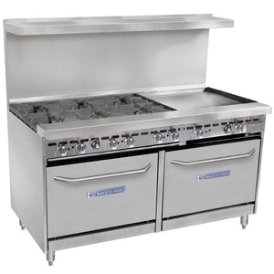 Bakers Pride Restaurant Series 60-BP-6B-G24-S26 Natural Gas 6 Burner Range with Two Standard 26" Ovens and 24" Griddle - JrcNYC