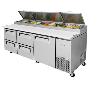 Turbo Air TPR-93SD-D4-N 93" Pizza Prep Table with1 Door and 4 Drawers - JrcNYC