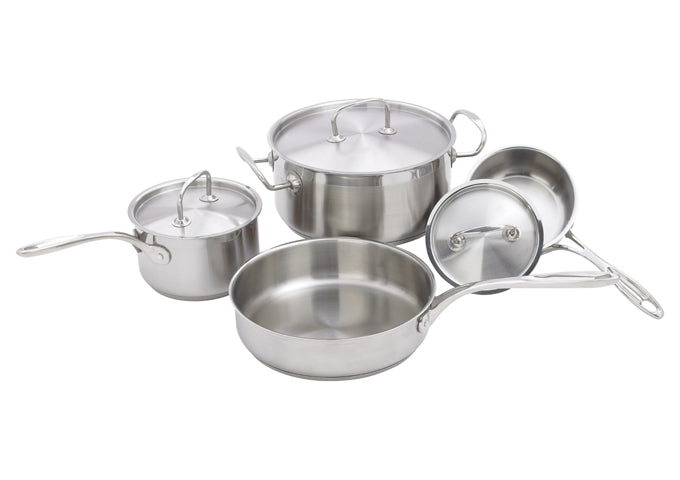 Winco SPC-7H, Deluxe Stainless Steel 7-Piece Cookware Set - JrcNYC