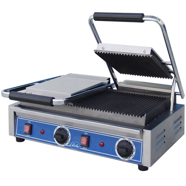 Globe GPGDUE10 Bistro Series Double Sandwich Grill with Grooved Plates - JrcNYC