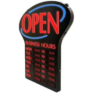 19 11/16 x 25 3/8" Digital "Open" Business Hours LED Sign - JrcNYC